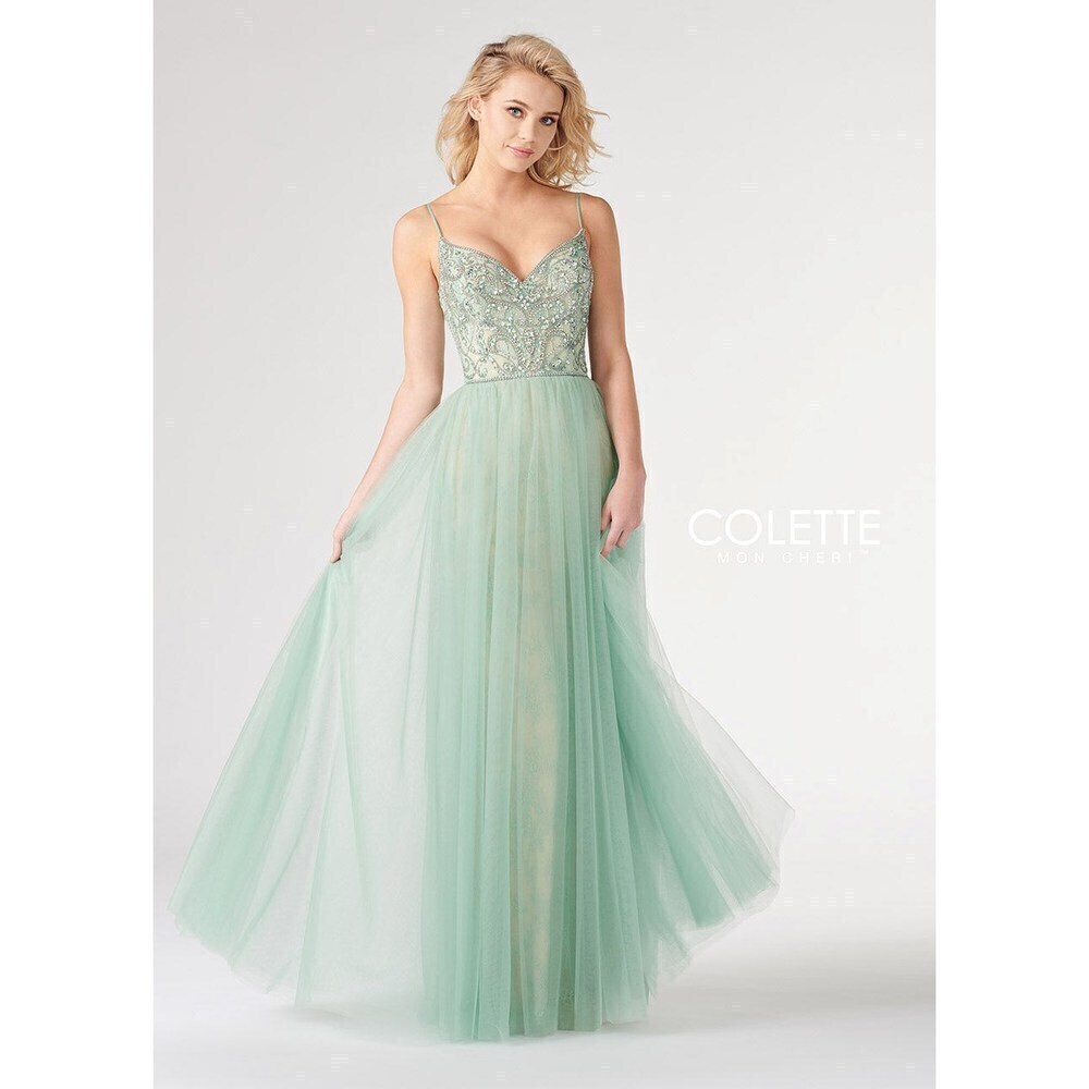 Colette Lace & Tulle Ballgown CL19883 Sage/Nude